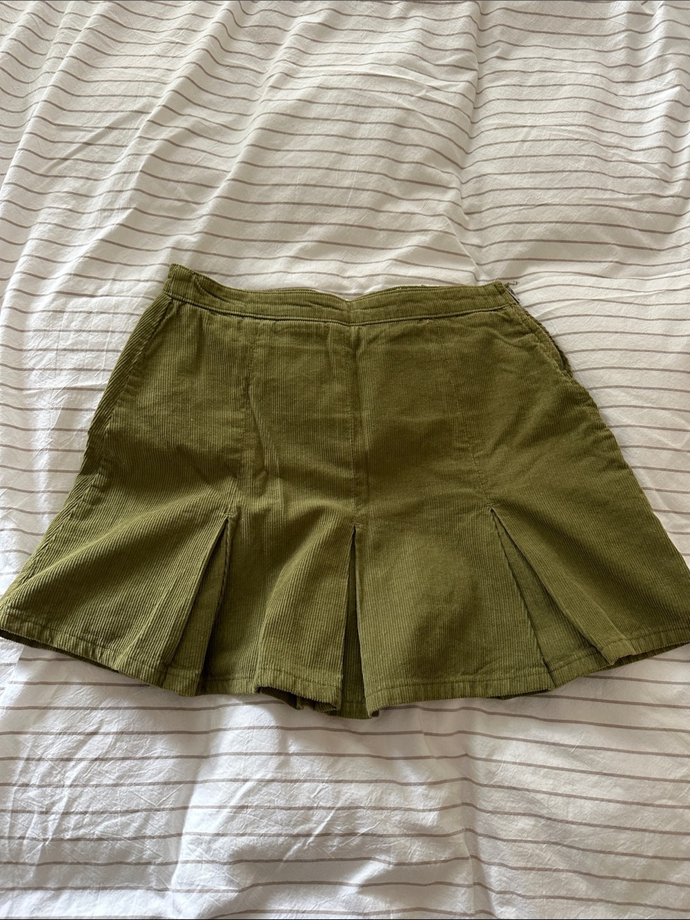 Urban Outfitters Olive Green Corduroy Pleated Mini Skort